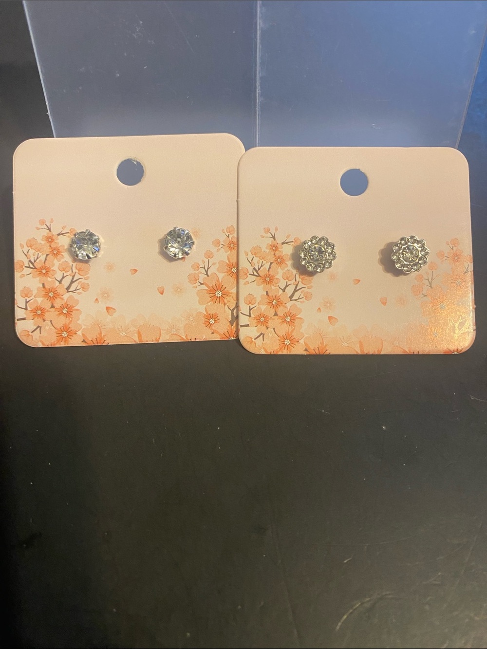 Crystal Floral Stud Earring Duo - Silver Sparkle